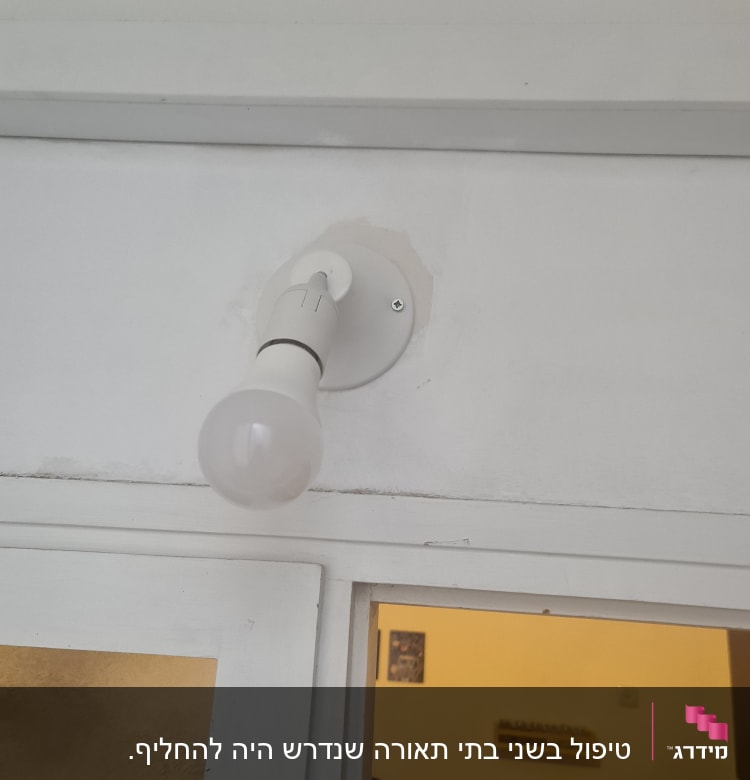 מנורה לבנה מותקנת על קיר לבן